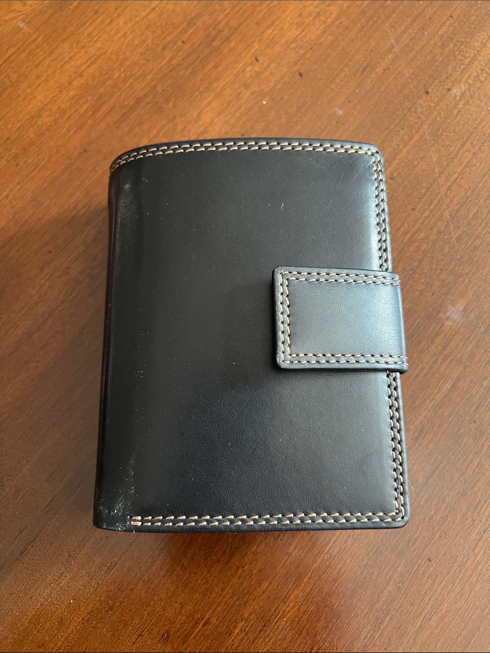 Leather Snap Wallet for Men - Black